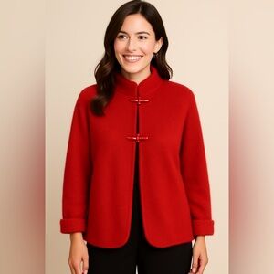 Venesha Red Angora Vintage Coat Fold Cuffs Sz L